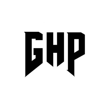 GHP letter logo design for technology company. GHP logo design black and white color combination. GHP logo, GHP vector, GHP design, GHP icon, GHP alphabet. GHP typography logo design clipart