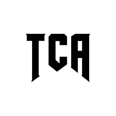 Teknoloji şirketi için TCA mektup logosu tasarımı. TCA logo tasarımı siyah ve beyaz renk kombinasyonu. TCA logosu, TCA vektörü, TCA tasarımı, TCA simgesi, TCA alfabesi. TCA tipografi logosu tasarımı