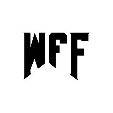 Teknoloji şirketi için WFF mektup logosu tasarımı. WFF logo tasarımı siyah ve beyaz renk kombinasyonu. WFF logosu, WFF vektörü, WFF tasarımı, WFF simgesi, WFF alfabesi. WFF tipografi logosu tasarımı