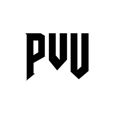 Teknoloji şirketi için PVU mektup logosu tasarımı. PVU logo tasarımı siyah ve beyaz renk kombinasyonu. PVU logosu, PVU vektörü, PVU dizaynı, PVU simgesi, PVU alfabesi. PVU tipografi logosu tasarımı