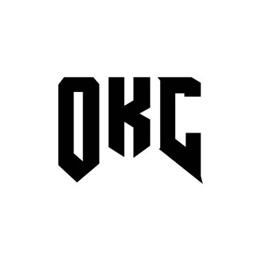 Teknoloji şirketi için OKC harf logosu tasarımı. OKC logo tasarımı siyah ve beyaz renk kombinasyonu. OKC logosu, OKC vektörü, OKC tasarımı, OKC simgesi, OKC alfabesi. OKC tipografi logosu tasarımı