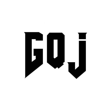 Teknoloji şirketi için GQJ harf logosu tasarımı. GQJ logo tasarımı siyah ve beyaz renk kombinasyonu. GQJ logosu, GQJ vektörü, GQJ tasarımı, GQJ simgesi, GQJ alfabesi. GQJ tipografi logosu tasarımı