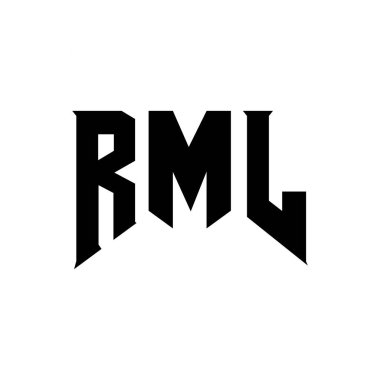 RML letter logo design for technology company. RML logo design black and white color combination. RML logo, RML vector, RML design, RML icon, RML alphabet. RML typography logo design clipart