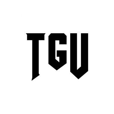 Teknoloji şirketi için TGU mektup logosu tasarımı. TGU logo tasarımı siyah ve beyaz renk kombinasyonu. TGU logosu, TGU vektörü, TGU dizaynı, TGU simgesi, TGU alfabesi. TGU tipografi logosu tasarımı