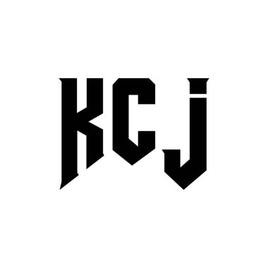 KCJ letter logo design for technology company. KCJ logo design black and white color combination. KCJ logo, KCJ vector, KCJ design, KCJ icon, KCJ alphabet. KCJ typography logo design clipart