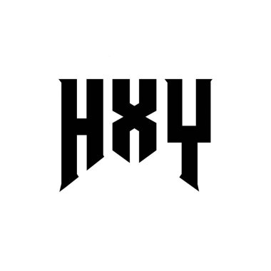 Teknoloji şirketi için HXY harf logosu tasarımı. HXY logo tasarımı siyah ve beyaz renk kombinasyonu. HXY logosu, HXY vektörü, HXY dizaynı, HXY simgesi, HXY alfabesi. HXY tipografi logosu tasarımı