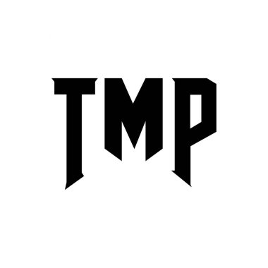 Teknoloji şirketi için TMP mektup logosu tasarımı. TMP logo tasarımı siyah ve beyaz renk kombinasyonu. TMP logosu, TMP vektörü, TMP tasarımı, TMP simgesi, TMP alfabesi. TMP tipografi logosu tasarımı