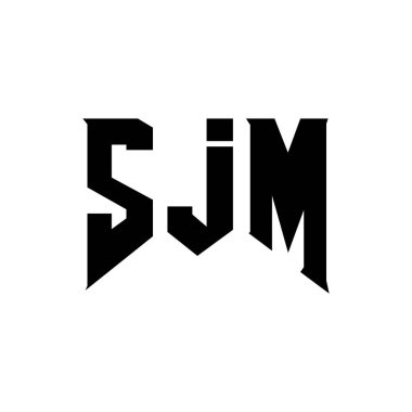 Teknoloji şirketi için SJM mektup logosu tasarımı. SJM logo tasarımı siyah ve beyaz renk kombinasyonu. SJM logosu, SJM vektörü, SJM tasarımı, SJM simgesi, SJM alfabesi. SJM tipografi logosu tasarımı
