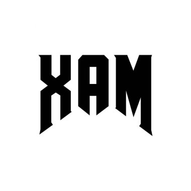 Teknoloji şirketi için XAM mektup logosu tasarımı. XAM logosu siyah-beyaz renk kombinasyonu tasarladı. XAM logosu, XAM vektörü, XAM tasarımı, XAM simgesi, XAM alfabesi. XAM tipografi logosu tasarımı