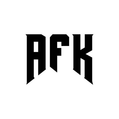 Teknoloji şirketi için AFK mektup logosu tasarımı. AFK logo tasarımı siyah ve beyaz renk kombinasyonu. AFK logosu, AFK vektörü, AFK tasarımı, AFK simgesi, AFK alfabesi. AFK tipografi logosu tasarımı.