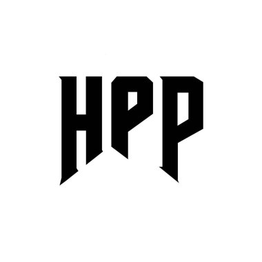 Teknoloji şirketi için HPP harf logosu tasarımı. HPP logosu siyah ve beyaz renk kombinasyonu tasarladı. HPP logosu, HPP vektörü, HPP tasarımı, HPP simgesi, HPP alfabesi. HPP tipografi logosu tasarımı