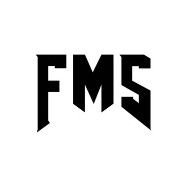 FMS letter logo design for technology company. FMS logo design black and white color combination. FMS logo, FMS vector, FMS design, FMS icon, FMS alphabet. FMS typography logo design clipart