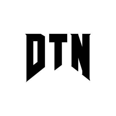 Teknoloji şirketi için DTN harf logosu tasarımı. DTN logo tasarımı siyah ve beyaz renk kombinasyonu. DTN logosu, DTN vektörü, DTN tasarımı, DTN simgesi, DTN alfabesi. DTN tipografi logosu tasarımı