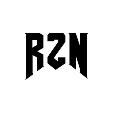 Teknoloji şirketi için RZN harf logosu tasarımı. RZN logo tasarımı siyah ve beyaz renk kombinasyonu. RZN logosu, RZN vektörü, RZN tasarımı, RZN simgesi, RZN alfabesi. RZN tipografi logosu tasarımı