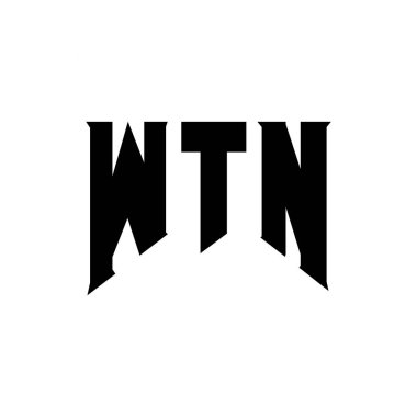 Teknoloji şirketi için WTN harf logosu tasarımı. WTN logo tasarımı siyah ve beyaz renk kombinasyonu. WTN logosu, WTN vektörü, WTN tasarımı, WTN simgesi, WTN alfabesi. WTN tipografi logosu tasarımı