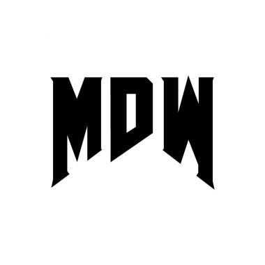 Teknoloji şirketi için MDW harf logosu tasarımı. MDW logo tasarımı siyah ve beyaz renk kombinasyonu. MDW logosu, MDW vektörü, MDW tasarımı, MDW simgesi, MDW alfabesi. MDW tipografi logosu tasarımı