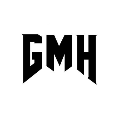 Teknoloji şirketi için GMH harf logosu tasarımı. GMH logo tasarımı siyah ve beyaz renk kombinasyonu. GMH logosu, GMH vektörü, GMH tasarımı, GMH simgesi, GMH alfabesi. GMH tipografi logosu tasarımı