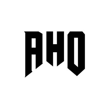 Teknoloji şirketi için AHO harf logosu tasarımı. AHO logo tasarımı siyah ve beyaz renk kombinasyonu. AHO logosu, AHO vektörü, AHO tasarımı, AHO simgesi, AHO alfabesi. AHO tipografi logosu tasarımı.