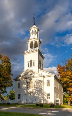 Eski Bennington, VT - ABD - 10 Ekim 2022 Vermont 'un ilk Protestan kilisesi, 
