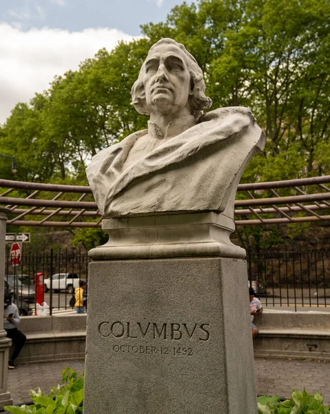 Бронкс Нью Йорк Сша Мая Крупный План Статуи Христофора Колумба — стоковое фото