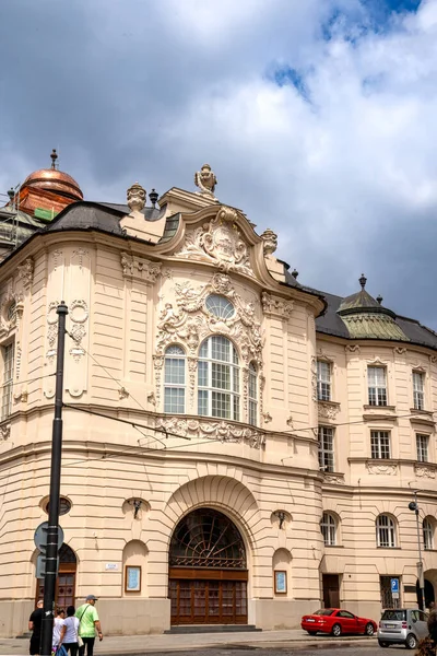 stock image Bratislava, Slovakia  June 10, 2023 The Secondary Industrial School of Engineering in Bratislava (Stredn priemyseln kola strojncka). Built in 1904 as a vocational school of metal work