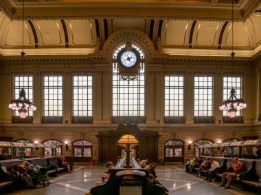 Hoboken, NJ - ABD - 7 Eylül 2023 'te Hoboken Terminali' nin iç mimarı Kenneth M. Murchison tarafından Delaware, Lackawanna ve Batı Demiryolu için inşa edildi..