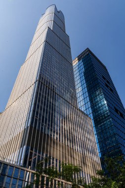 New York, New York - ABD - 7 Eylül 2023 View 35 Hudson Yards, bir yerleşim kulesi ve otel ve 55 Hudson Yards, bir ofis binası. Manhattan 'ın batı yakasındaki Hudson Yardının Yeniden Geliştirme Projesi' nin bir parçası..