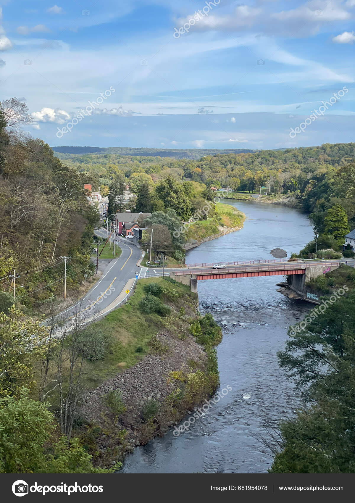 New Paltz Oct 2023 View Rosendale Rondout Creek Wallkill Valley Stock