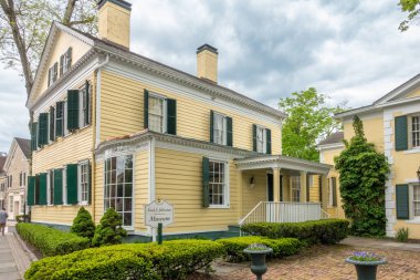 Kingston, NY - US - May 11, 2024 The lovely preserved Fred J. Johnson House - The Friends of Historic Kingston Gallery, a stately federal-style museum in the stockade district of Kingston.
