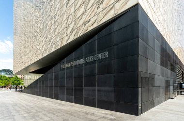 New York, NY - US - June 7, 2024 Landscape view of The Perelman Performing Arts Center in NYC is a stunning architectural marvel, blending modern design with cultural elegance, enriching the cityscape clipart