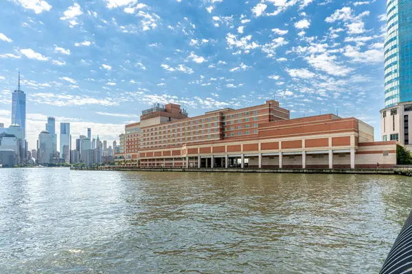 stock image Jersey City, NJ - US - June 7, 2024 Landscape view of Harborside's waterfront Hyatt Regency Jersey City On The Hudson offers luxurious accommodations with stunning views of the Hudson River.