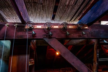 Bronx, NY - US - July 13, 2024: View of the historic Sprung bells, used for household communication, connecting the servants' quarters in the third floor attic with the rest of the Bartow-Pell Mansion clipart