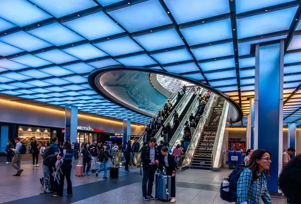 stock image New York, NY  US  Sep 26, 2024 The East End Gateway entrance at Penn Station offers modern, sleek access with bright escalators leading to the concourse, enhancing commuter flow