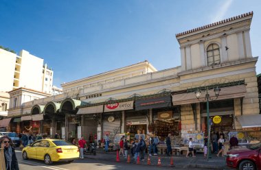 Athens, Attica - GR - Oct 25, 2024 Varvakios Central Market in Athens is a bustling hub offering fresh meat, fish, spices, and produce. A vibrant spot for food lovers to explore Greek culinary culture clipart