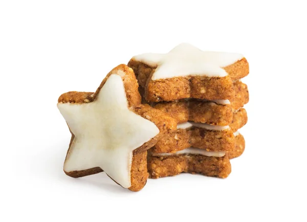 Stjärniga Form Jul Pepparkakor Cookies Isolerad Vit Bakgrund — Stockfoto