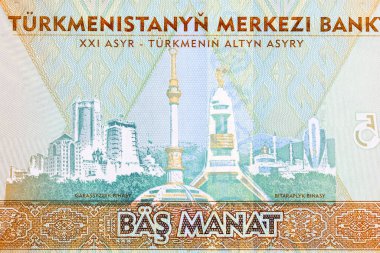 Ashgabat 'ta Türkmenistan parasından Bağımsızlık Anıtı - Manat