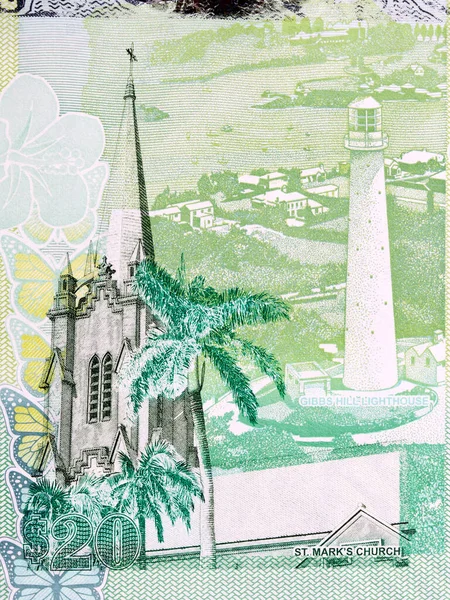 Gibbs Hill Lighthouse Mark Church Van Bermudiaans Geld Dollar — Stockfoto