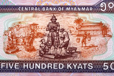 Myanmar parasıyla yapılan General Mahabandoola heykeli - kyat