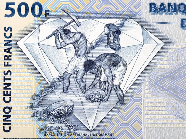 stock image Diamond exploitation from Congolese money - franc