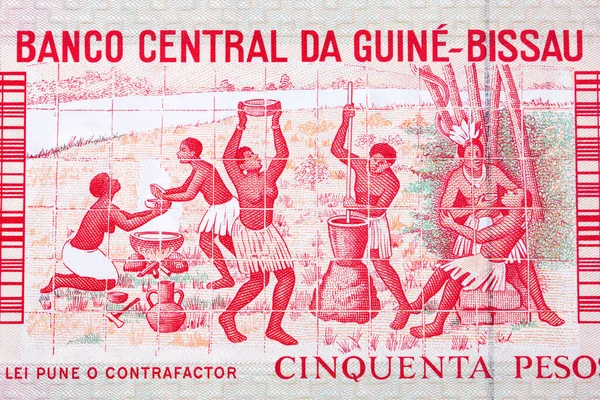 stock image Villagers from Guinea-Bissau money - peso