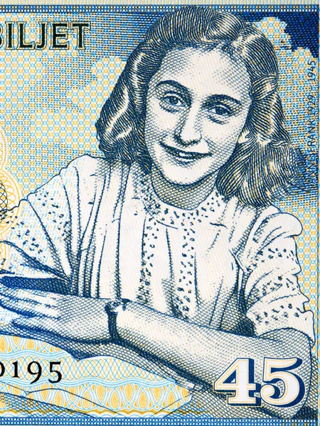 Anne Frank Ett Porträtt Holländska Pengar — Stockfoto