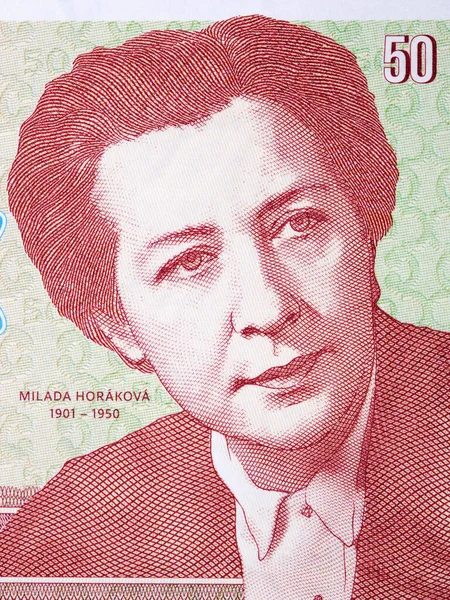 Milada Horakova Retrato Del Dinero Checo —  Fotos de Stock