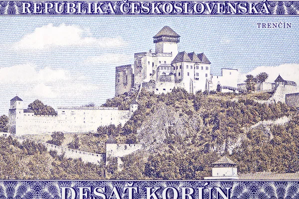 Trencin Κάστρο Από Σλοβακικά Χρήματα Koruna — Φωτογραφία Αρχείου