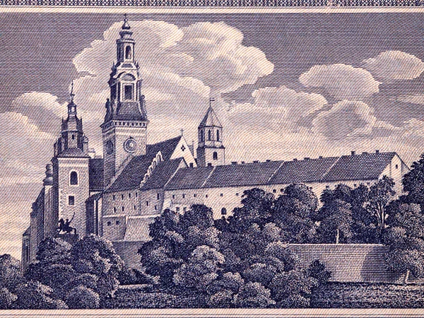 Wawel Royal Castle Από Πολωνικά Χρήματα — Φωτογραφία Αρχείου
