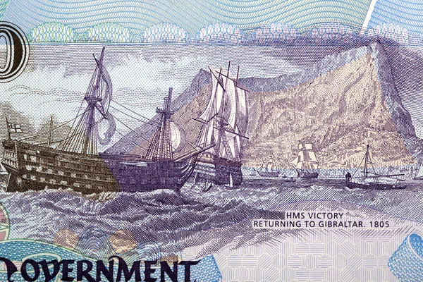 Hmsビクトリーがジブラルタルにお金から戻る ジブラルタルポンド — ストック写真
