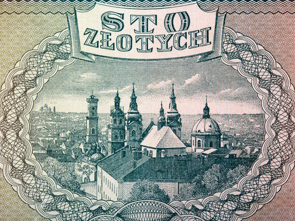 Vista Panorâmica Lviv Visão Olho Pássaro Dinheiro Velho Zloty Polonês — Fotografia de Stock