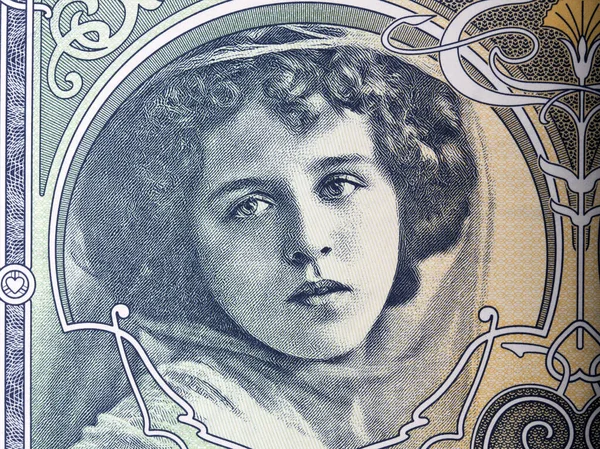 Genç Kadınlar Çekoslovak Parasından Bir Portre — Stok fotoğraf