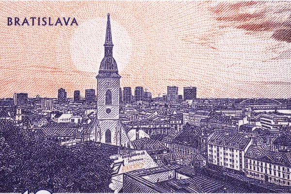 Άποψη Της Μπρατισλάβας Από Σλοβακικά Χρήματα Halier — Φωτογραφία Αρχείου