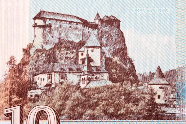 Κάστρο Orava Από Σλοβακικά Χρήματα Koruna — Φωτογραφία Αρχείου