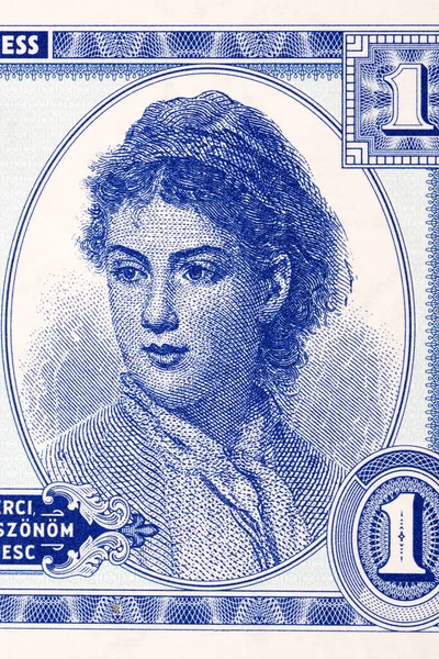 Szoros Portré Egy Lányról Pénzből — Stock Fotó